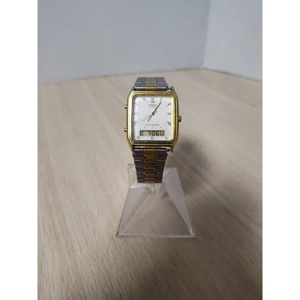 Vintage Seiko‎ Mens Watch 29mm Ana Digi Alarm Chronograph H610-5280 R0 Japan Mov